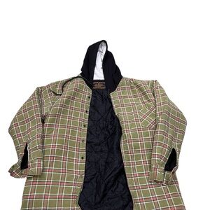 Men's Green Plaid Hooded Jacket